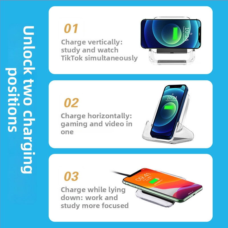 Bezdrôtová nabíjačka s vertikálnym stojanom pre telefón, 15W rýchle bezdrôtové nabíjanie, 3-v-1 stolný docking, QC3.0, CE/ROHS
