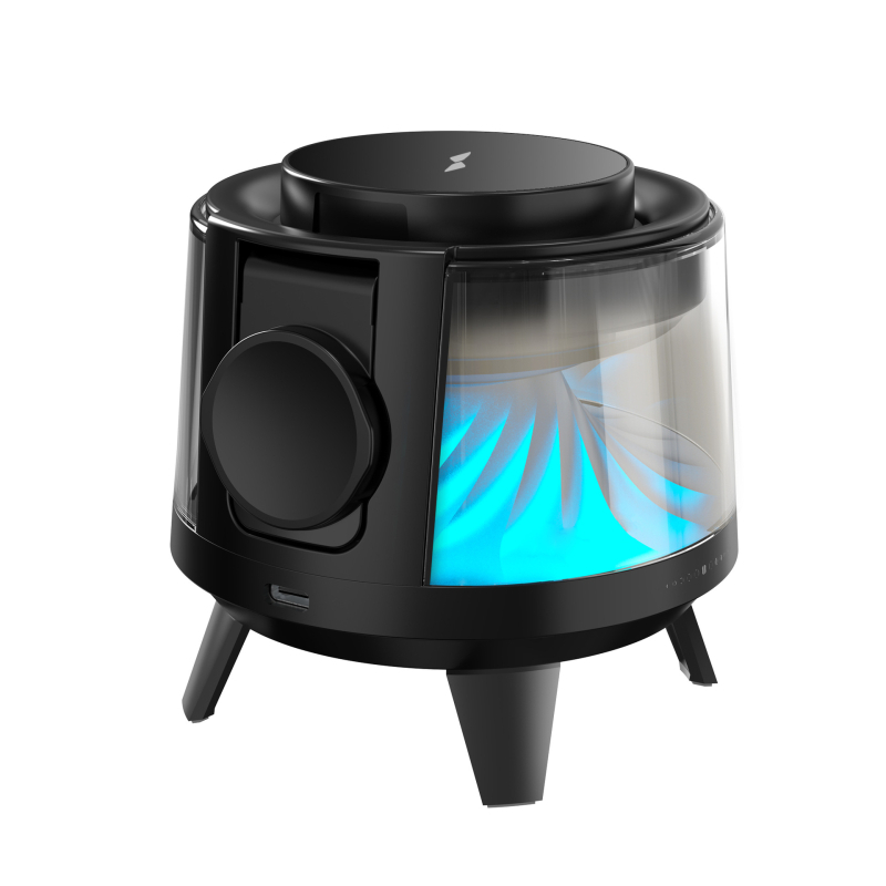 Tri u jednome bežični punjač s Bluetooth zvučnikom i RGB svjetlima, stolno brzo punjenje QC3.0 15W