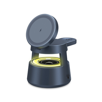 Încărcător fără fir magnetic 5 în 1 pentru iPhone, căști, ceas, difuzor Bluetooth și lampă de noapte – ieșire telefon până la 15W, 3W pentru căști/ceas, 21W în total, QC 3.0