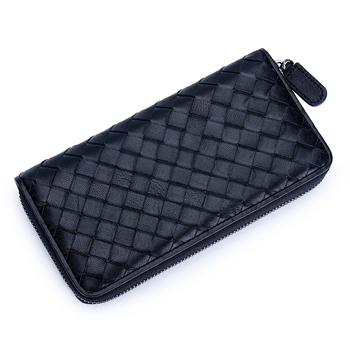 Dugački ženski novčanik od prave kože, ručno pleteni, sa zatvaračem, model YT-695, velika kapaciteta, podstava od mikrovlakana