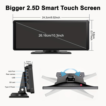 Prijenosna bežična CarPlay kamera za vožnju unatrag, 8 GB RAM, prilagodljiva