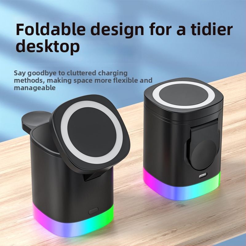 3 v 1 magnetický bezdrôtový nabíjač pre Apple slúchadlá, hodinky a telefón – výstup 15W, celkový výkon 20W, QC 3.0