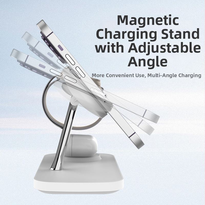 3-v-1 magnetický bezdrôtový nabíjač pre iPhone 15, PD protokol, magnetické nabíjanie, max. 15W, celkový výkon 25W, kompatibilný so zariadeniami Samsung a chytrými hodinkami