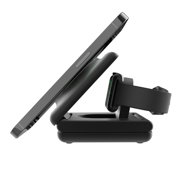 Sklopný magnetický bezdrôtový nabíjač 3-v-1 s držiakom na stôl, Qi 15W, celkový výkon 27W