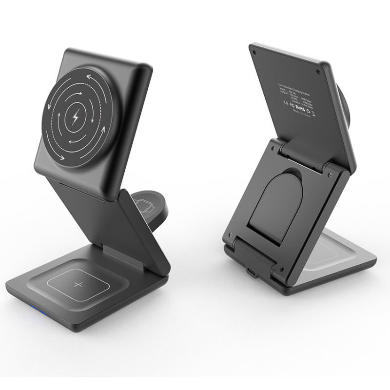 Sklopný magnetický bezdrôtový nabíjač 3-v-1 s držiakom na stôl, Qi 15W, celkový výkon 27W