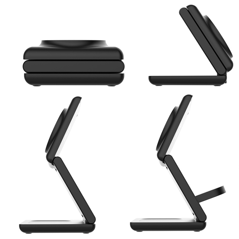 Sklopný magnetický bezdrôtový nabíjač 3-v-1 s držiakom na stôl, Qi 15W, celkový výkon 27W