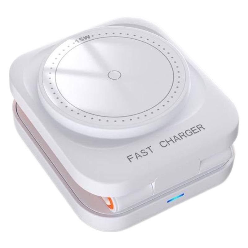Încărcător wireless magnetic 3-in-1 pliabil – 15W PD, pentru telefon, căști și ceas