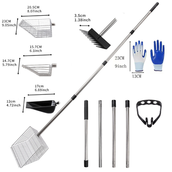 Lopata za gnoj peradi od nehrđajućeg čelika s četverostrukim produženim držačem za čišćenje kokošinjca