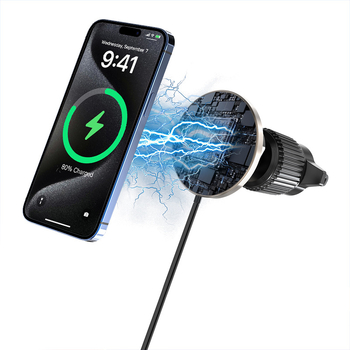 Încărcător auto wireless magnetic Qi2.2, 25W, carcasă din aliaj de aluminiu, interfață USB