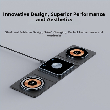 MagSafe magnetické bezdrôtové nabíjač, tri v jednom, skladateľné prenosné rýchle nabíjanie pre iPhone a Apple Watch, vstup 15V, výstup 1,5A, nabíjací prúd 1500mA, lítiová batéria