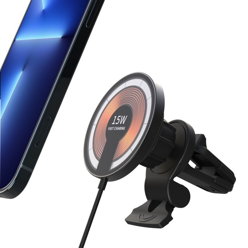 YP Odvojivi bežični auto punjač s MagSafe – 2-u-1 prozirni magnetski držač za telefon i navigaciju, 15W QC2.0, 2A, model T09