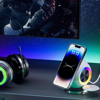 3 v 1 bezdrôtová nabíjačka MagSafe pre iPhone 15, vertikálny stojan a RGB ambientné svetlo, 18W výstup cez USB-C