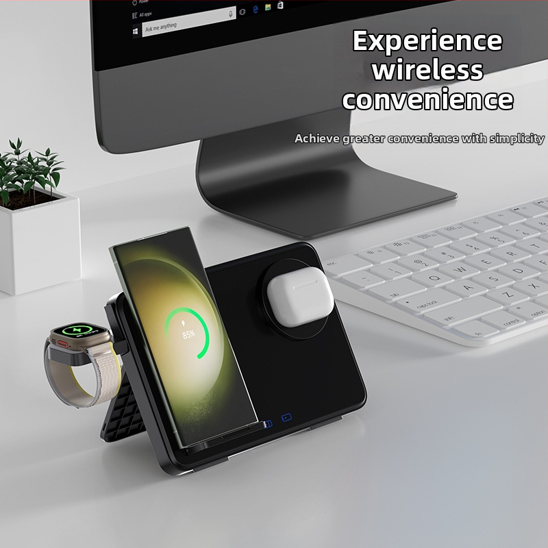 3 v 1 bezdrôtová nabíjačka pre iPhone, Apple Watch a AirPods - celkový výkon 33W, dvojité 15W nabíjanie pre telefóny, 2,5W slúchadlá, QC3.0, magnetické nabíjanie