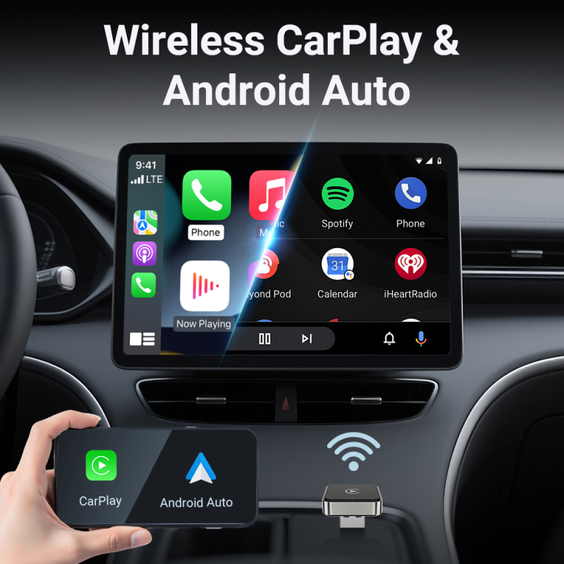 Apple CarPlay 2-u-1 adapter: kabelski prelazak na bežično, model L9, USB-C sučelje, 1 GB RAM, težina 30 g
