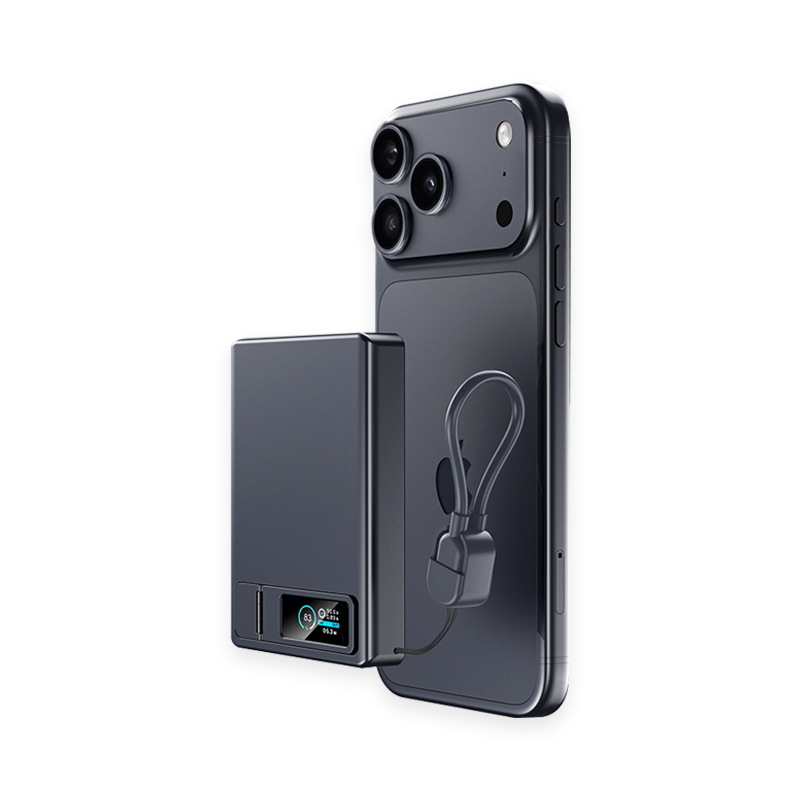 Magnetska bežična ultra-tanka Power Bank s 10 000 mAh, ugrađeni kabel, 22.5W PD3.0