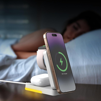 Magnetski bežični punjač tri u jedan, sklopivi uspravni držač, PD 15W, za Apple slušalice i Apple Watch