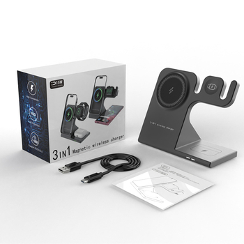 Αναδιπλόμενη βάση ασύρματης φόρτισης 3-σε-1 για iPhone και Apple Watch — 15W γρήγορη φόρτιση, 27W συνολική ισχύς, Qi πιστοποιημένο, μαγνητική φόρτιση