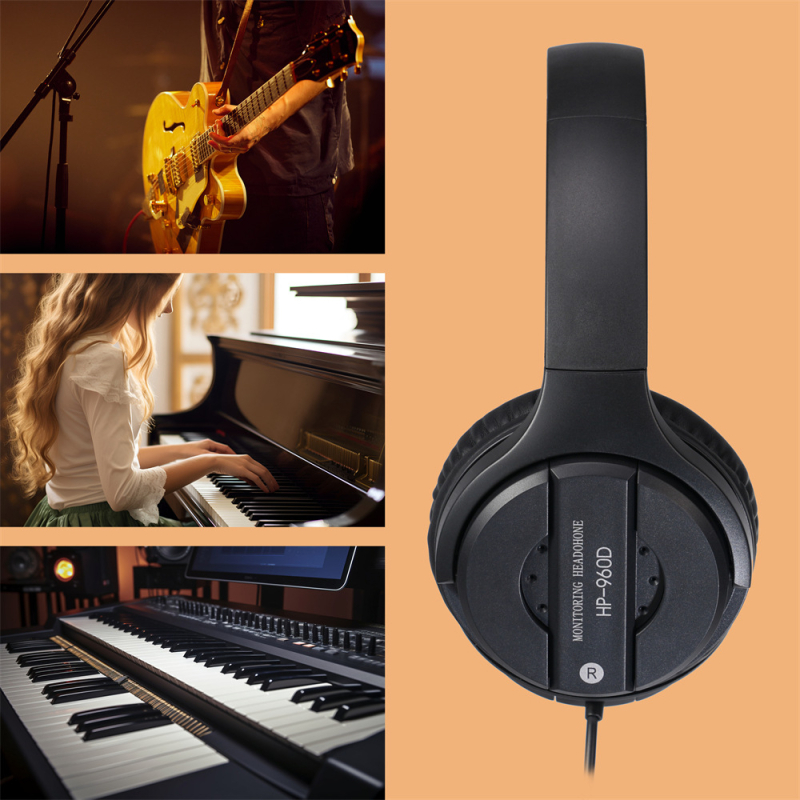 HP-960D Žične slušalice za nadzor glazbenih instrumenata, 50 mm zvučnici, 3,5 mm priključak, 2,7 m kabel, 20 Hz–20 kHz, s mikrofonom