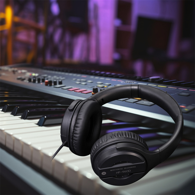 HP-960D Žične slušalice za nadzor glazbenih instrumenata, 50 mm zvučnici, 3,5 mm priključak, 2,7 m kabel, 20 Hz–20 kHz, s mikrofonom