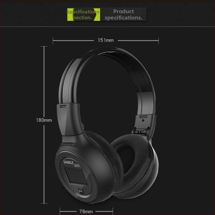 Stereo bežične Bluetooth slušalice s digitalnim zaslonom — redukcija buke, domet 10 m, Bluetooth 5.0, na glavi, stereo