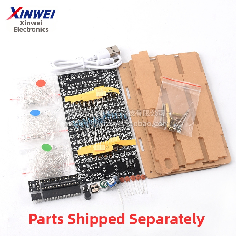 DIY elektronikas komplekts: balsu aktivēts LED mūzikas spektra un ritma displejs, skaņas sensora (pickup) montāža un tiešā lodēšanas prakse (Zīmols Xinwei; balsu aktivēšana; LED mūzikas spektra un ritma displejs; pickup montāža; tiešā lodēšana)