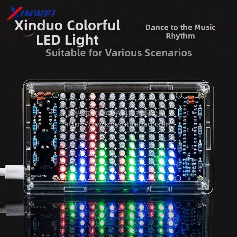 DIY elektronikas komplekts: balsu aktivēts LED mūzikas spektra un ritma displejs, skaņas sensora (pickup) montāža un tiešā lodēšanas prakse (Zīmols Xinwei; balsu aktivēšana; LED mūzikas spektra un ritma displejs; pickup montāža; tiešā lodēšana)