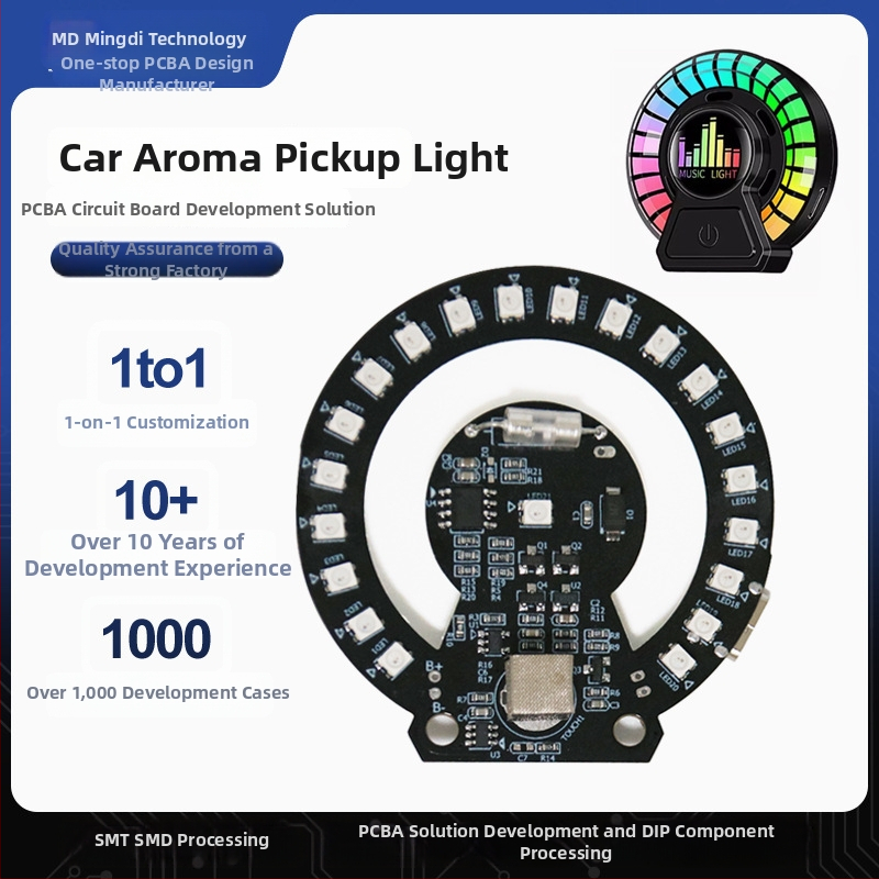 Y072 Automobiļu gaisa izplūdes ritmiska gaisma ar inteliģentu balss kontroli un mūzikas uztvērēju — PCBA plate