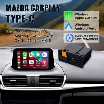Type-C безжичен модул CarPlay и Android Auto за Mazda USB адаптер, двойноядрен процесор, 1GB RAM, 16GB флаш памет