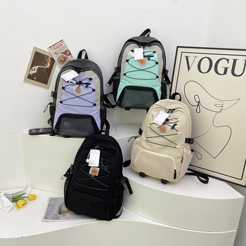 Rucsac cu șnur din nylon – 20–35 L, compatibil cu laptop 11 inch, curele cu pernă de aer, capacitate extensibilă