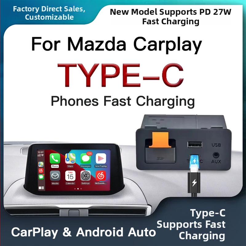 Mazda bezdrôtový CarPlay/Android Auto modul s USB Type-C adaptérom, dvojjadrový CPU, 1GB RAM, 16GB ROM
