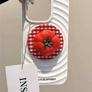 Nova slatka crvena karirana 3D rajčica, kompatibilna s MagSafe magnetnim držačem, s jakom adhezijom i stolnom zračnom jastučiću