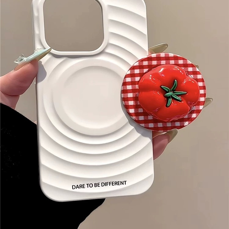 Nova slatka crvena karirana 3D rajčica, kompatibilna s MagSafe magnetnim držačem, s jakom adhezijom i stolnom zračnom jastučiću