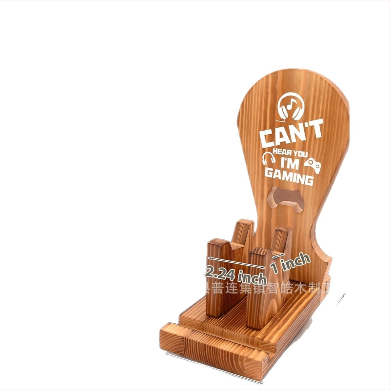 Masīva koka Austiņu statīvs datoram uz galda ar uzglabāšanas vietu | Modelis 1211