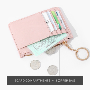 PU unisex πορτοφόλι με φερμουάρ, μονόπτυχος σχεδιασμός, πολλαπλές θήκες καρτών, επένδυση πολυεστέρα, street-style