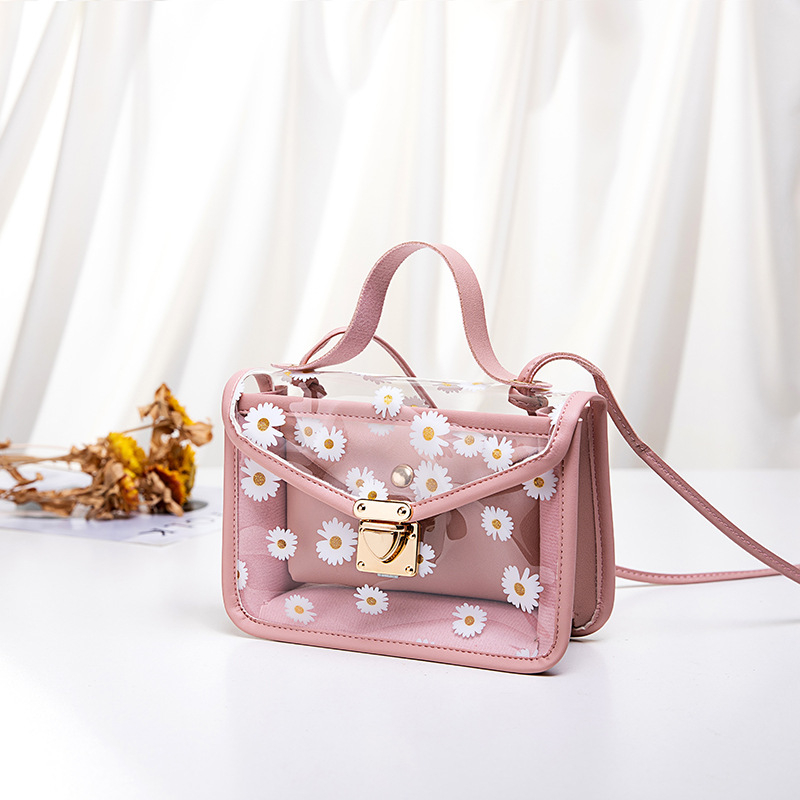 PVC crossbody táska, Fresh and Sweet stílus, vízszintes négyzet alakú fedős kialakítás, telefontartó zseb, tavasz 2025