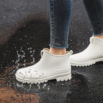 Unisex kišne čizme za odrasle, s niskim rubom, debelim đonom, PVC gornji dio, niski pet 1–3 cm, za sva četiri godišnja doba