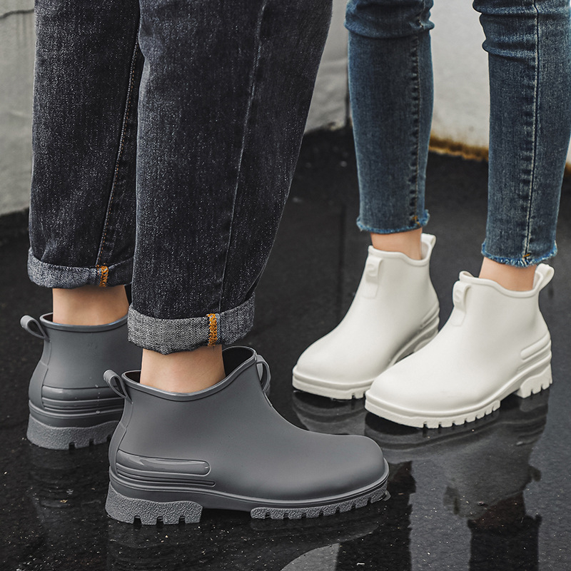 Unisex kišne čizme za odrasle, s niskim rubom, debelim đonom, PVC gornji dio, niski pet 1–3 cm, za sva četiri godišnja doba