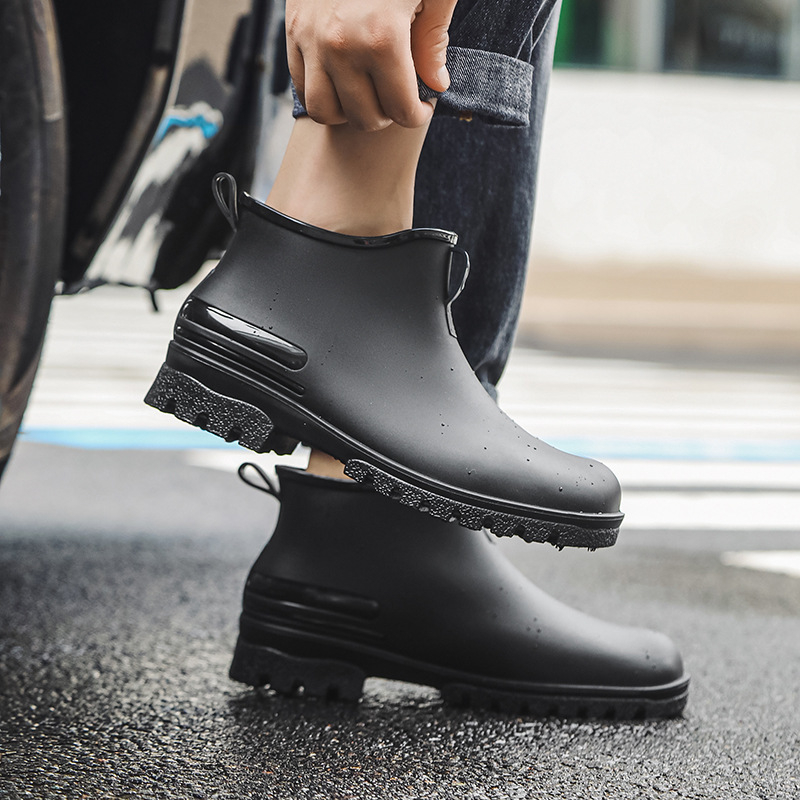 Unisex kišne čizme za odrasle, s niskim rubom, debelim đonom, PVC gornji dio, niski pet 1–3 cm, za sva četiri godišnja doba