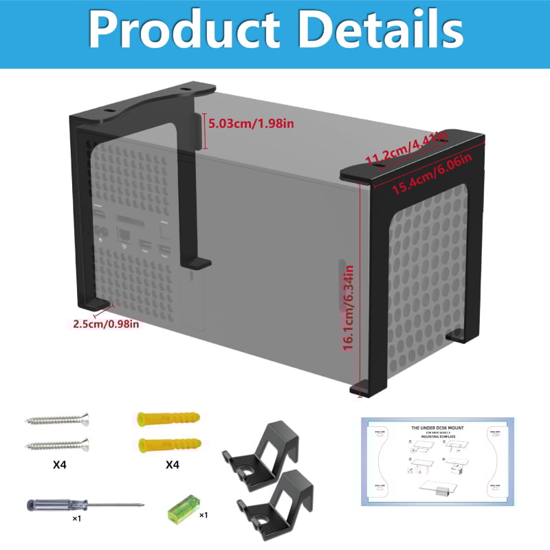 Метална скоба за Xbox Series X – двойно предназначение: под-стола и стенна, държач за слушалки, тегло 850 г, материал: желязо