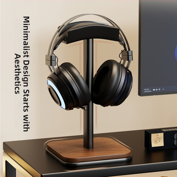 Masīvkoka austiņu statīvs datoram ar uzglabāšanas funkciju — Modelis 2297270835714294016