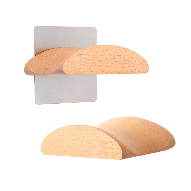 Zidni držač za headset – Beech Wood & Stainless Steel, model BJ-011, marka Dripping Flood, zidni kuka s ljepilom, za slušalice, OEM