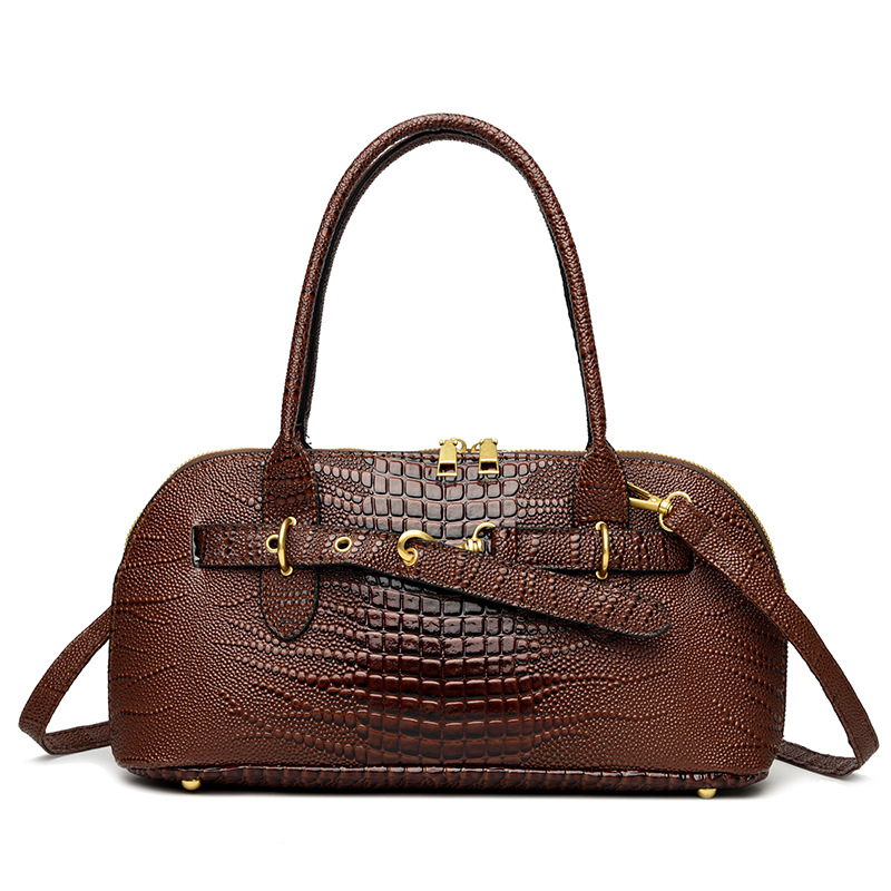 Női PU bőr crossbody táska – street stílus, kagyló alakú forma, cipzáras nyitás, belső cipzáras zseb