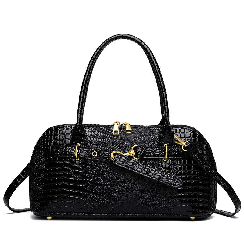 Női PU bőr crossbody táska – street stílus, kagyló alakú forma, cipzáras nyitás, belső cipzáras zseb