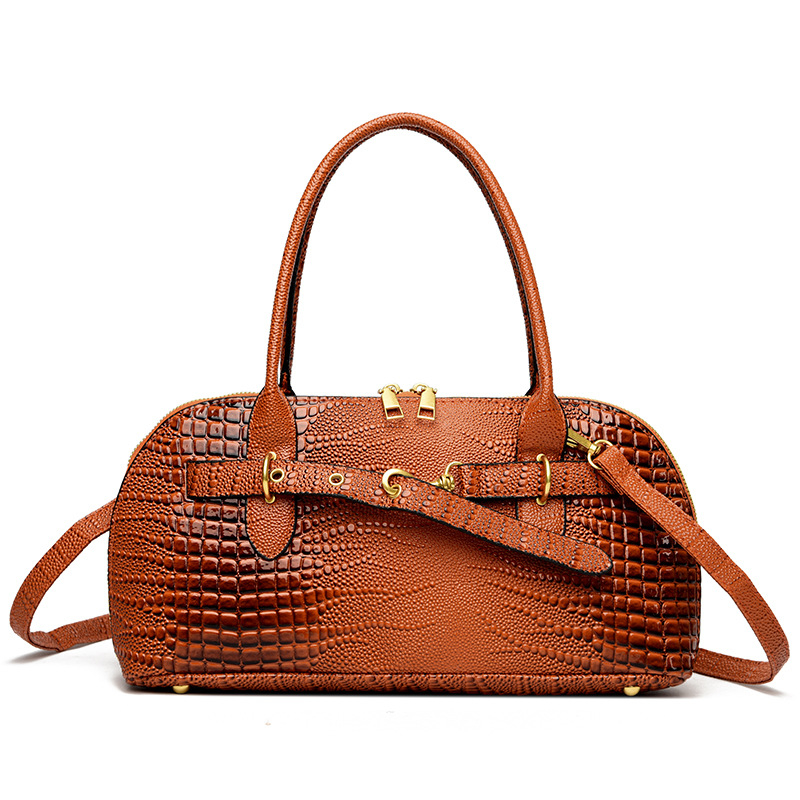 Női PU bőr crossbody táska – street stílus, kagyló alakú forma, cipzáras nyitás, belső cipzáras zseb