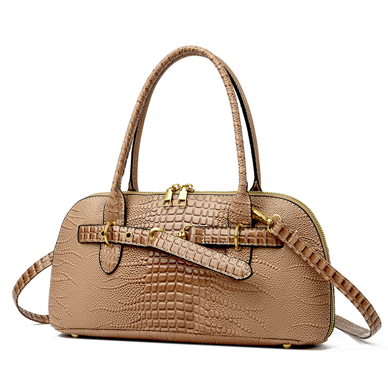 Női PU bőr crossbody táska – street stílus, kagyló alakú forma, cipzáras nyitás, belső cipzáras zseb