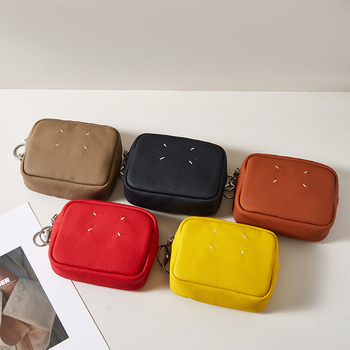 Novčanik za kovanice od kože prvog sloja, otporan na trošenje, unisex, putnički stil, podstava od poliester-pamuk