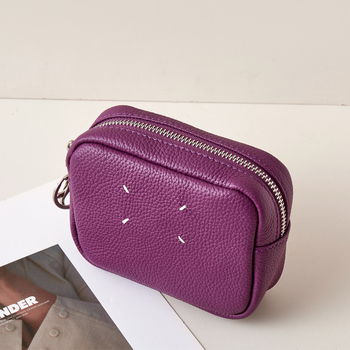 Novčanik za kovanice od kože prvog sloja, otporan na trošenje, unisex, putnički stil, podstava od poliester-pamuk