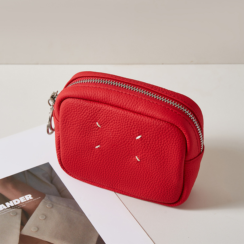 Novčanik za kovanice od kože prvog sloja, otporan na trošenje, unisex, putnički stil, podstava od poliester-pamuk