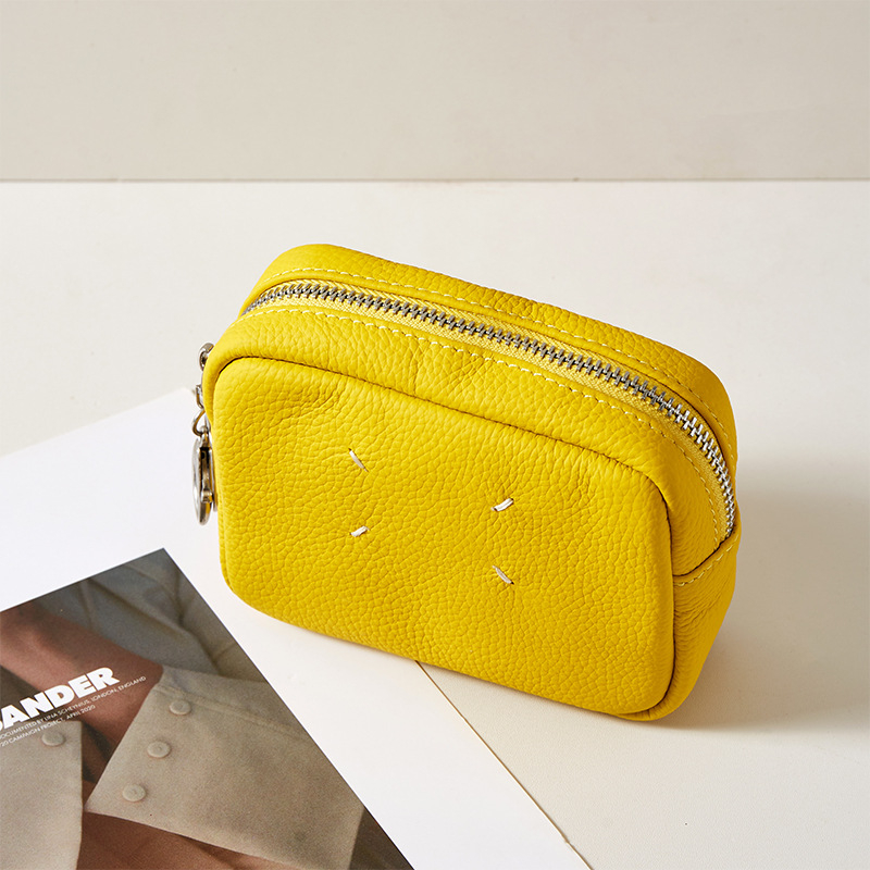 Novčanik za kovanice od kože prvog sloja, otporan na trošenje, unisex, putnički stil, podstava od poliester-pamuk