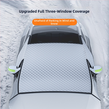 Priekinis automobilio stiklo sniego skydas, storesnis dangalas iš tarpaulin + kompozitinės medvilnės, įrengimas snap-in, universalus, 690 g, grotelės raštu